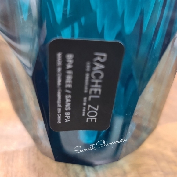 4PC RACHEL ZOE Emerald Green Acrylic Crystal Tumbler Drink  NEW RACHEL ZOE 4pc set TEAL ACRYLIC CRYSTAL TUMBLER Cup Drink GLASSES 11.5oz New